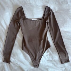 Babaton Tan Long Sleeve Bodysuit